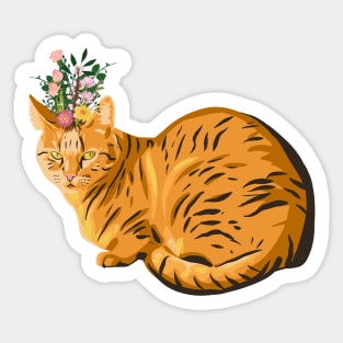 Floral cat Sticker